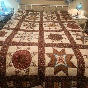 Pristine Handmade Vintage Star Sampler Quilt